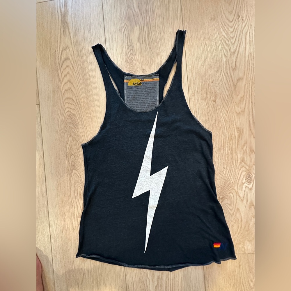 ⚡️Aviator Nation Tank Top⚡️👌🏼 Women’s Medium Excellent Condition Black 🖤🤍 - Picture 2 of 11